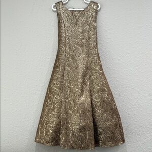 Chic Gold Brocade Kids Dress